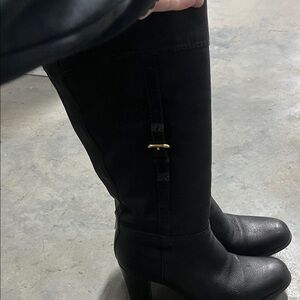 Prada Black Leather Knee-High Boots sz 40